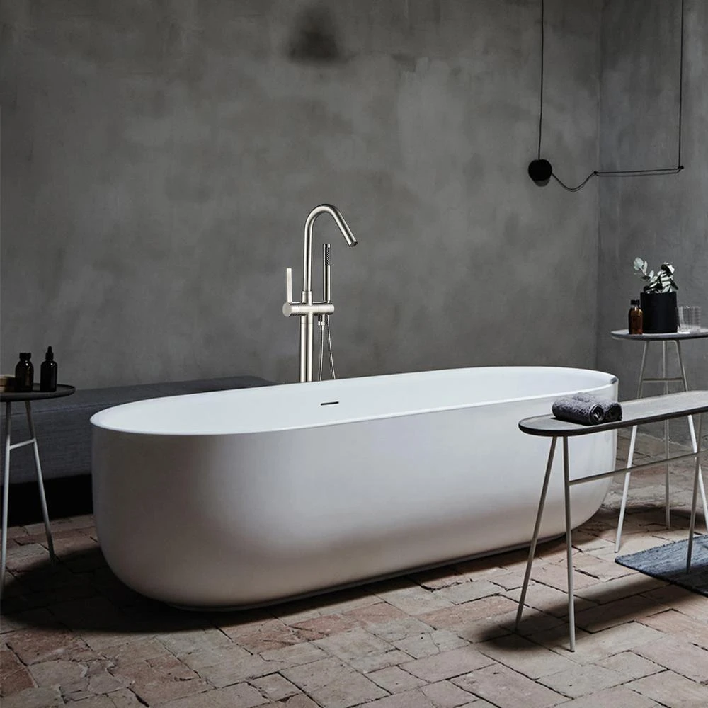 40 In. H X 11 In. W Single-Handle Claw Foot Tub Faucet With Hand Shower In Brushed Nickel 6 40 In. H X 11 In. W Single-Handle Claw Foot Tub Faucet With Hand Shower In Brushed Nickel - Image 4