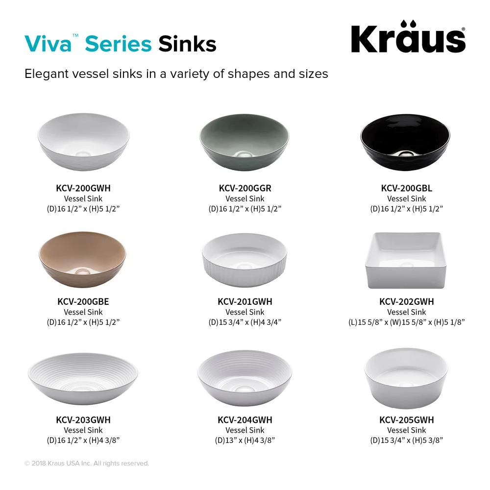 KRAUS Viva 13 In. Round Porcelain Ceramic Vessel Sink In White 11 KRAUS Viva 13 In. Round Porcelain Ceramic Vessel Sink In White - Image 9