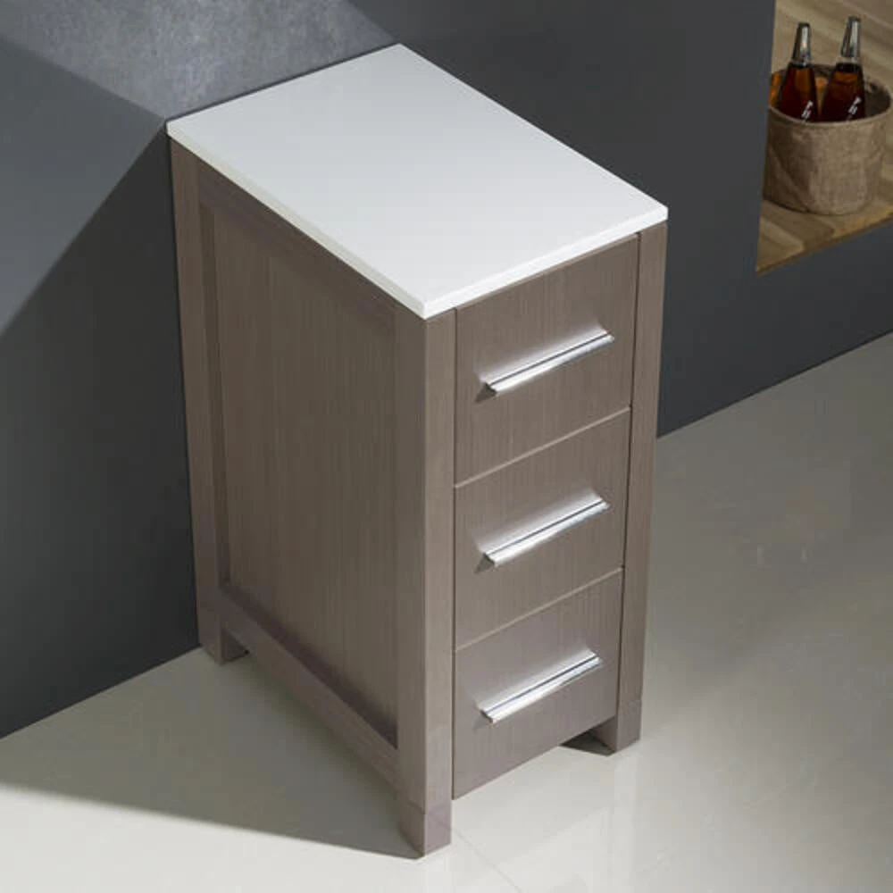 Fresca Torino 12"W X 18"D X 28"H Gray Oak Linen Cabinet 7 Fresca Torino 12"W X 18"D X 28"H Gray Oak Linen Cabinet - Image 5