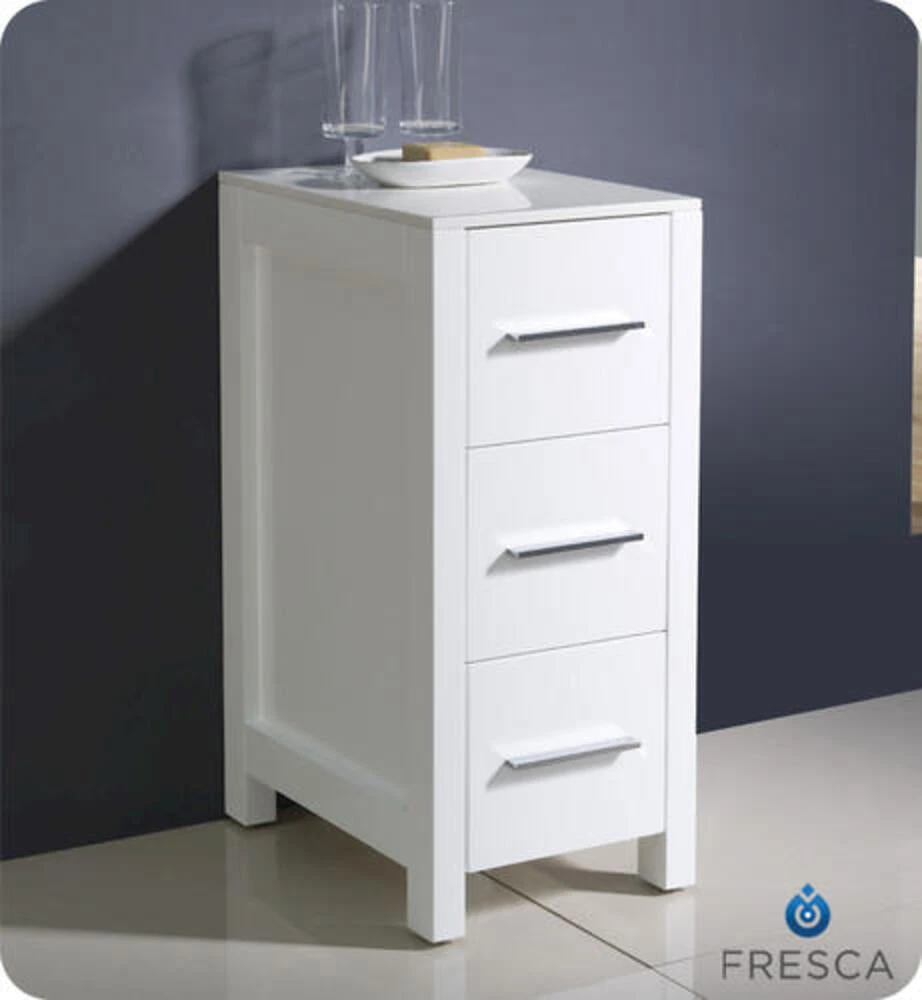 Fresca Torino 12"W X 18"D X 28"H White Linen Cabinet 4 Fresca Torino 12"W X 18"D X 28"H White Linen Cabinet - Image 2