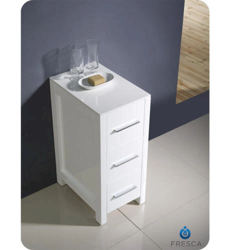 Fresca Torino 12"W X 18"D X 28"H White Linen Cabinet 7 Fresca Torino 12"W X 18"D X 28"H White Linen Cabinet - Image 5