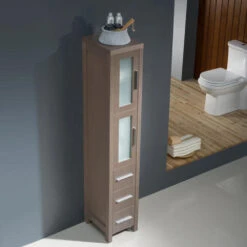 Fresca Torino 12"W X 15"D X 68-1/8"H Gray Oak Linen Cabinet -Valspa Bathroom Shop FST6260GO 2 1800x1800