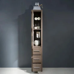 Fresca Torino 12"W X 15"D X 68-1/8"H Gray Oak Linen Cabinet -Valspa Bathroom Shop FST6260GO 4 1800x1800