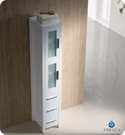 Fresca Torino 12"W X 15"D X 68-1/8"H White Linen Cabinet -Valspa Bathroom Shop FST6260WH 2 1800x1800