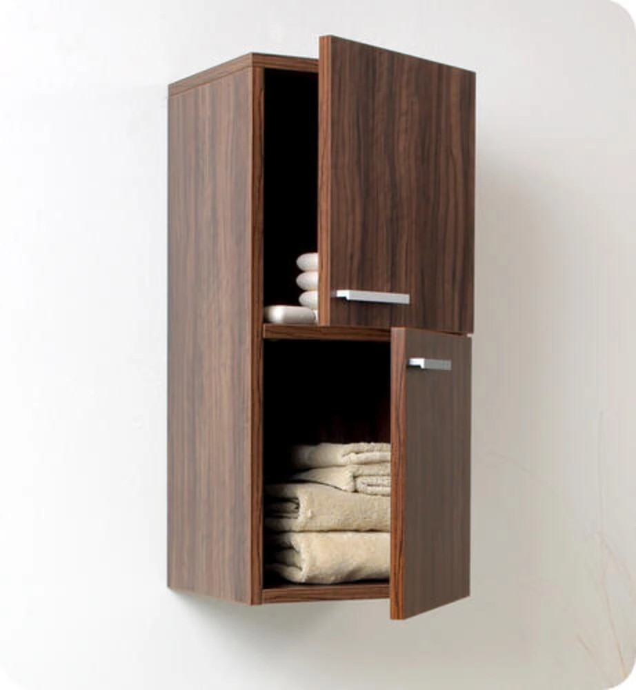 Fresca 13"W X 12"D X 27"H Walnut Linen Cabinet 4 Fresca 13"W X 12"D X 27"H Walnut Linen Cabinet - Image 2