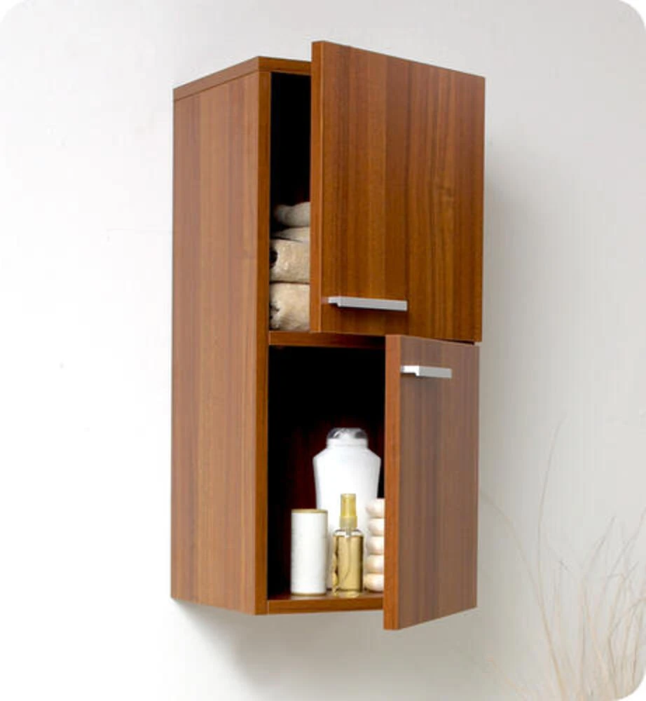 Fresca 13"W X 12"D X 27"H Teak Linen Cabinet 4 Fresca 13"W X 12"D X 27"H Teak Linen Cabinet - Image 2