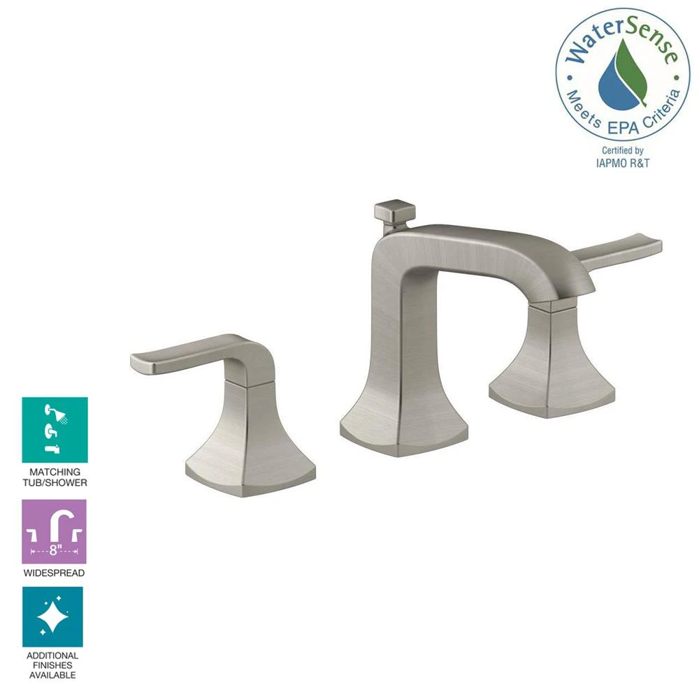 Rubicon 8 In. Widespread 2-Handle Bathroom Faucet In Vibrant Brushed Nickel 5 Rubicon 8 In. Widespread 2-Handle Bathroom Faucet In Vibrant Brushed Nickel - Image 3