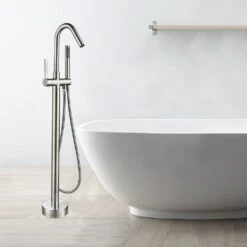 40 In. H X 11 In. W Single-Handle Claw Foot Tub Faucet With Hand Shower In Brushed Nickel 10 40 In. H X 11 In. W Single-Handle Claw Foot Tub Faucet With Hand Shower In Brushed Nickel -Valspa Bathroom Shop a9ac5ade9bb01264f09e71b9a4bbae96 1800x1800