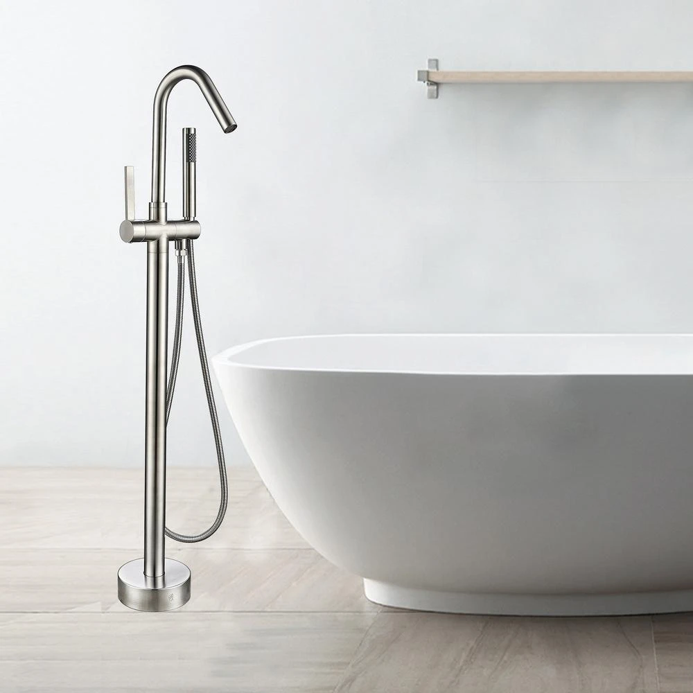 40 In. H X 11 In. W Single-Handle Claw Foot Tub Faucet With Hand Shower In Brushed Nickel 5 40 In. H X 11 In. W Single-Handle Claw Foot Tub Faucet With Hand Shower In Brushed Nickel - Image 3