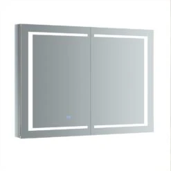 Spazio 48 In. W X 36 In. H Recessed Or Surface Mount Medicine Cabinet With LED Lighting And Mirror Defogger