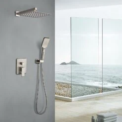 3-Spray With 2.5 GPM 10 In. 2 Functions Tub Wall Mount Dual Shower Heads In Spot In Brushed Nickle (Valve Included) 14 3-Spray With 2.5 GPM 10 In. 2 Functions Tub Wall Mount Dual Shower Heads In Spot In Brushed Nickle (Valve Included) -Valspa Bathroom Shop b5b9dcbf75ce1d3c26e4bfc1866302fd 1800x1800