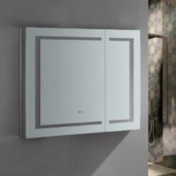 Spazio 36 In. W X 30 In. H Recessed Or Surface Mount Medicine Cabinet With LED Lighting And Mirror Defogger -Valspa Bathroom Shop b83f36614c133d043e851a578167ac00 1800x1800