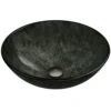 VIGO Gray Handmade Glass Round Vessel Bathroom Sink In Gray Onyx