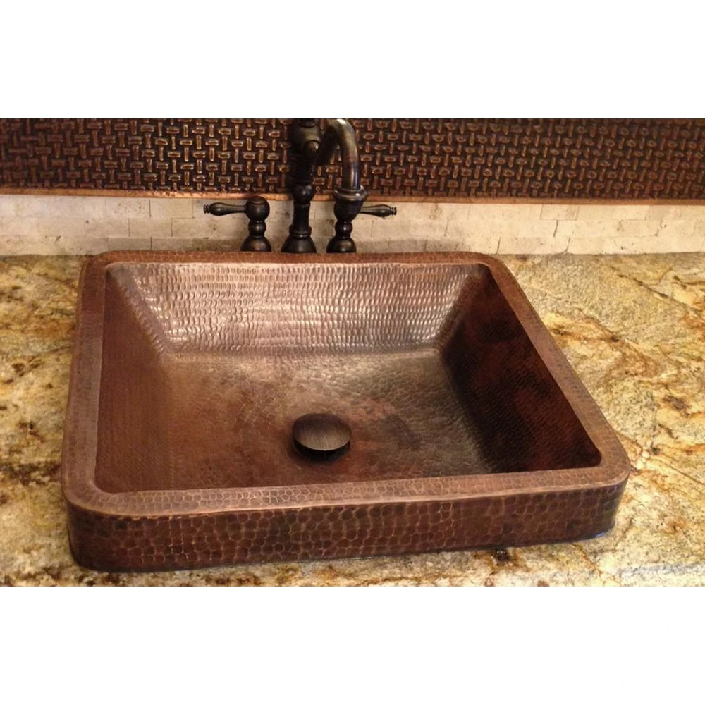 Premier Copper Products Rectangle Skirted Hammered Copper Vessel Sink In Oil Rubbed Bronze 13 Premier Copper Products Rectangle Skirted Hammered Copper Vessel Sink In Oil Rubbed Bronze - Image 11