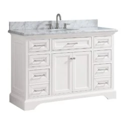 Windlowe 49 In. W X 22 In. D X 35 In. H Bath Vanity In White With Carrera Marble Vanity Top In White With White Sink 19 Windlowe 49 In. W X 22 In. D X 35 In. H Bath Vanity In White With Carrera Marble Vanity Top In White With White Sink -Valspa Bathroom Shop c365a18aaf76c00cc903bede412f5bba 1800x1800