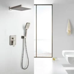3-Spray With 2.5 GPM 10 In. 2 Functions Tub Wall Mount Dual Shower Heads In Spot In Brushed Nickle (Valve Included) 13 3-Spray With 2.5 GPM 10 In. 2 Functions Tub Wall Mount Dual Shower Heads In Spot In Brushed Nickle (Valve Included) -Valspa Bathroom Shop cf66bd577992e631abcab44debd37941 0f1b23a8 077b 4d4f 8b8c ec79c69d2e9a 1800x1800