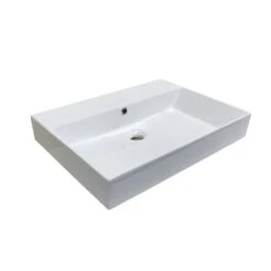 WS Bath Collections Energy 60 Wall Mount/Vessel Bathroom Sink In Ceramic White Without Faucet Hole