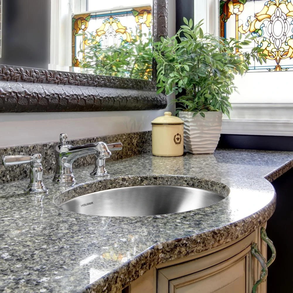 HOUZER Opus Series Undermount 13.6 In. Single Bowl Lavatory Sink With Overflow In Stainless Steel 4 HOUZER Opus Series Undermount 13.6 In. Single Bowl Lavatory Sink With Overflow In Stainless Steel - Image 2