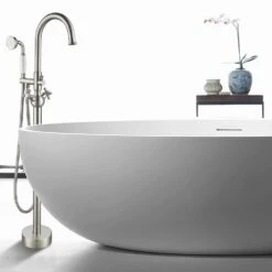48 In. H X 12 In. W Single Handle Claw Foot Tub Faucet With Hand Shower In Brushed Nickel