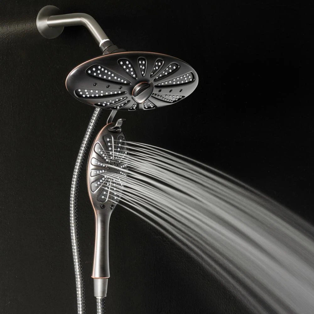 4-Spray 11 In. Oval Dual Showerhead And Handheld Showerhead In Oil-Rubbed Bronze 7 4-Spray 11 In. Oval Dual Showerhead And Handheld Showerhead In Oil-Rubbed Bronze - Image 5