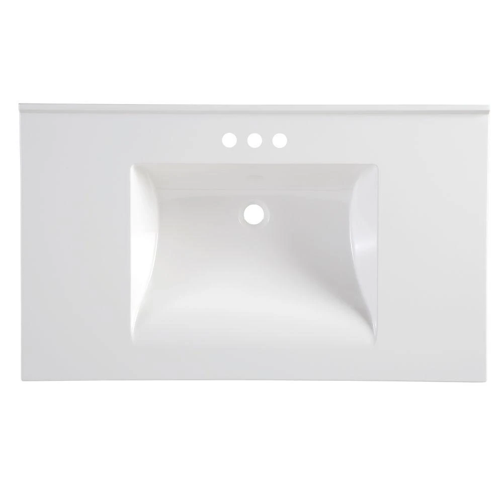 37 In. W X 22 In. D Cultured Marble Vanity Top In White With White Sink 7 37 In. W X 22 In. D Cultured Marble Vanity Top In White With White Sink - Image 5