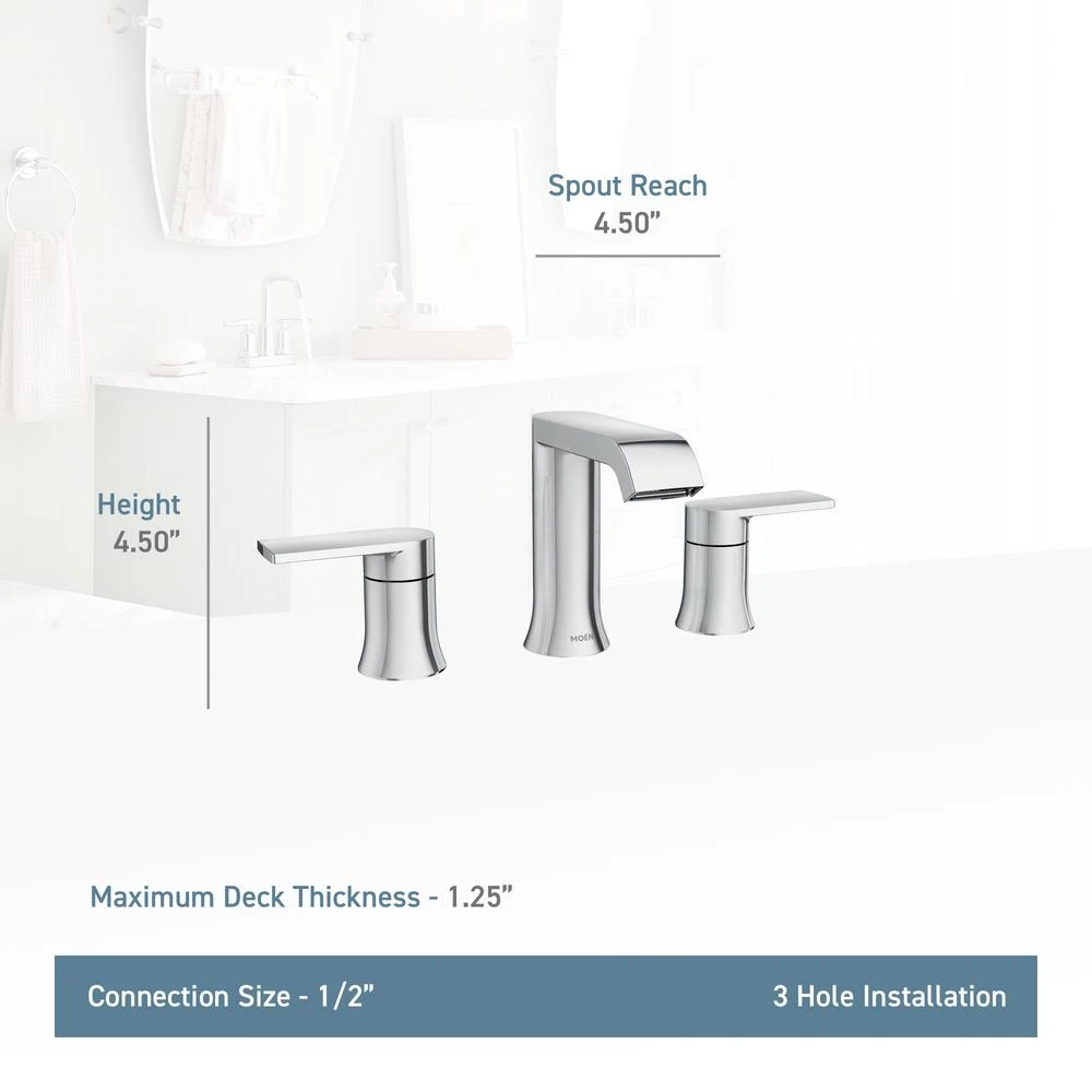 Genta 8 In. Widespread 2-Handle Bathroom Faucet In Chrome 5 Genta 8 In. Widespread 2-Handle Bathroom Faucet In Chrome - Image 3