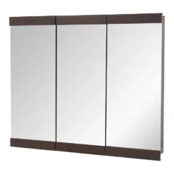36-1/4 In. W X 29-3/4 In. H Fog Free Framed Surface-Mount Tri-view Bathroom Medicine Cabinet In Java