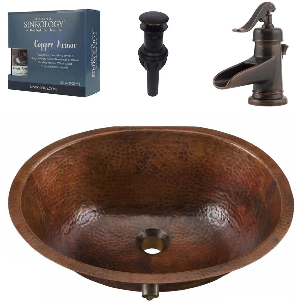 SINKOLOGY Freud Undermount 19 In. All-In-One Bathroom Sink With Pfister Centerset Bronze Faucet And Drain 3 SINKOLOGY Freud Undermount 19 In. All-In-One Bathroom Sink With Pfister Centerset Bronze Faucet And Drain