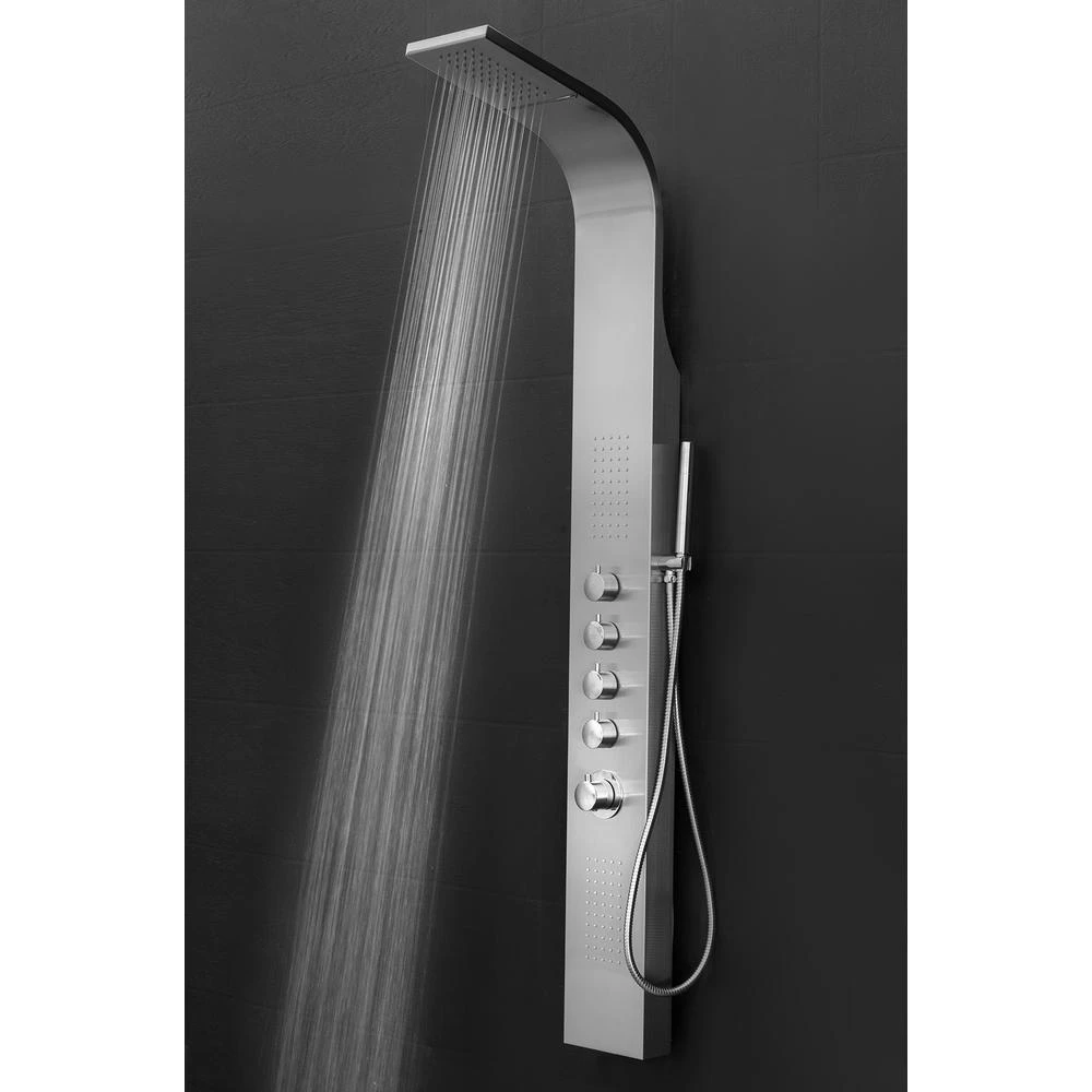 63 In. 2 Massage Spray Shower Panel System In Stainless Steel With Rainfall Shower Head And Shower Wand 6 63 In. 2 Massage Spray Shower Panel System In Stainless Steel With Rainfall Shower Head And Shower Wand - Image 4