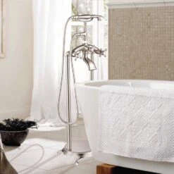 40 In. H X 8 In. W Single-Handle Claw Foot Tub Faucet With Hand Shower In Brushed Nickel -Valspa Bathroom Shop f873a76d2ae509bf9dad9bb2713f5614 1800x1800