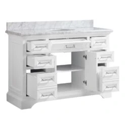 Windlowe 49 In. W X 22 In. D X 35 In. H Bath Vanity In White With Carrera Marble Vanity Top In White With White Sink 20 Windlowe 49 In. W X 22 In. D X 35 In. H Bath Vanity In White With Carrera Marble Vanity Top In White With White Sink -Valspa Bathroom Shop f8ea20c8c0ca0e72189fe80395c83852 1800x1800