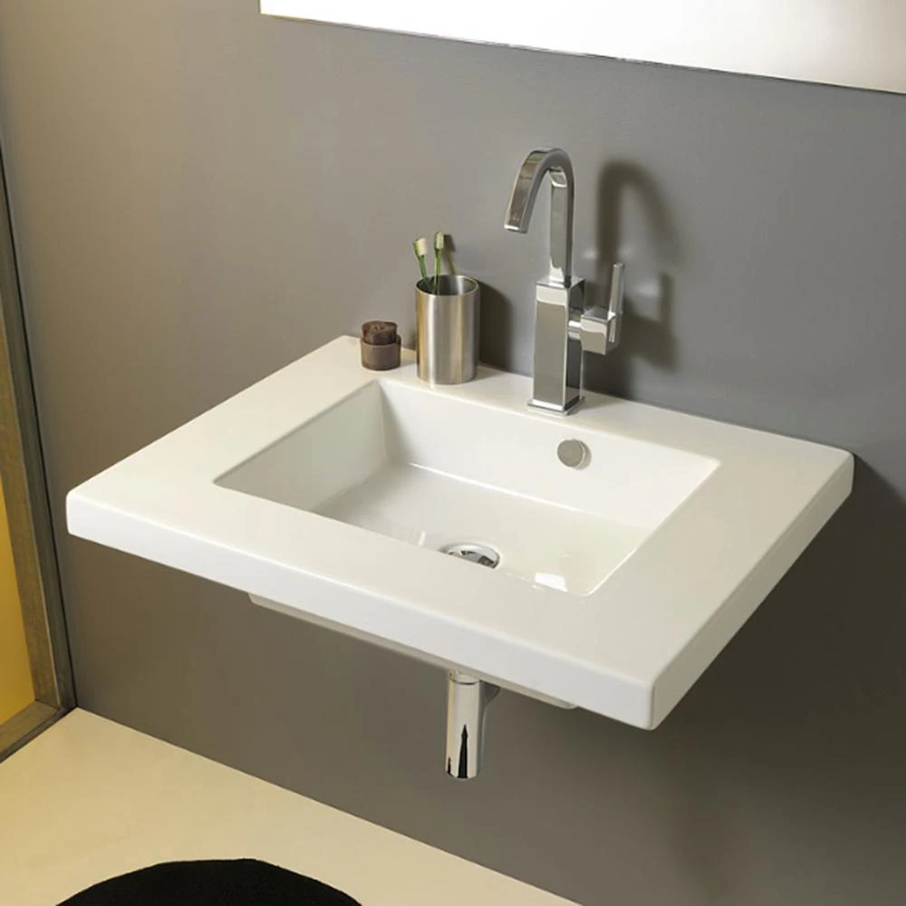 Nameeks Mars Wall Mounted Ceramic Bathroom Sink In White 6 Nameeks Mars Wall Mounted Ceramic Bathroom Sink In White - Image 4